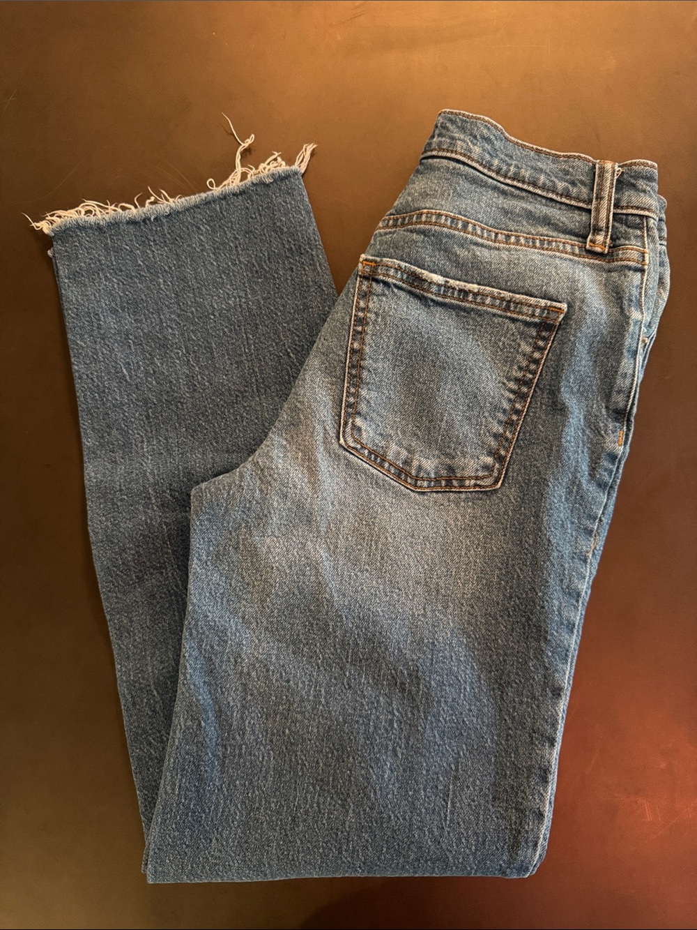 Universal Thread Women's Light Blue Straight Leg Jeans with Raw Hem